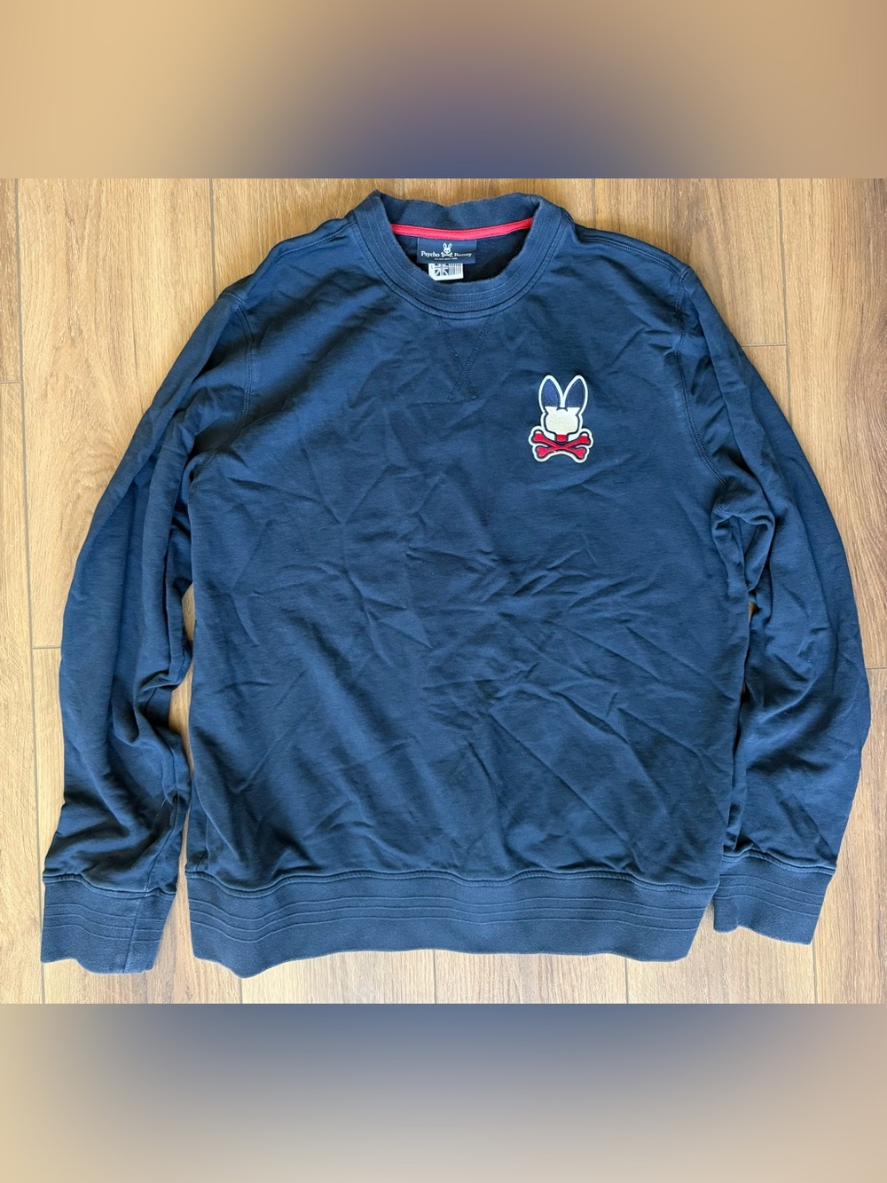 Psycho Bunny Sweatshirt Men L Blue Skull Bunny Crew Neck Blue